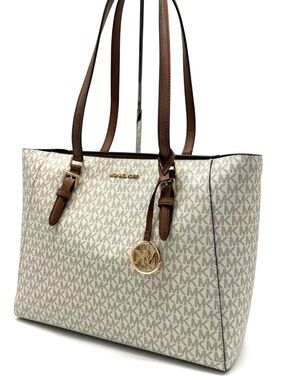 Michael Kors Charlotte Large 3-in-1 Signature Logo Tote Bag Vanilla/ Brown